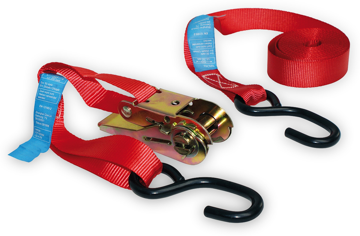 2er Set DoZurr 2000 Spanngurt Mit Ratsche – 35 Mm X 4 M, 1000 Kg Zugkraft, Profilhaken – Grün
