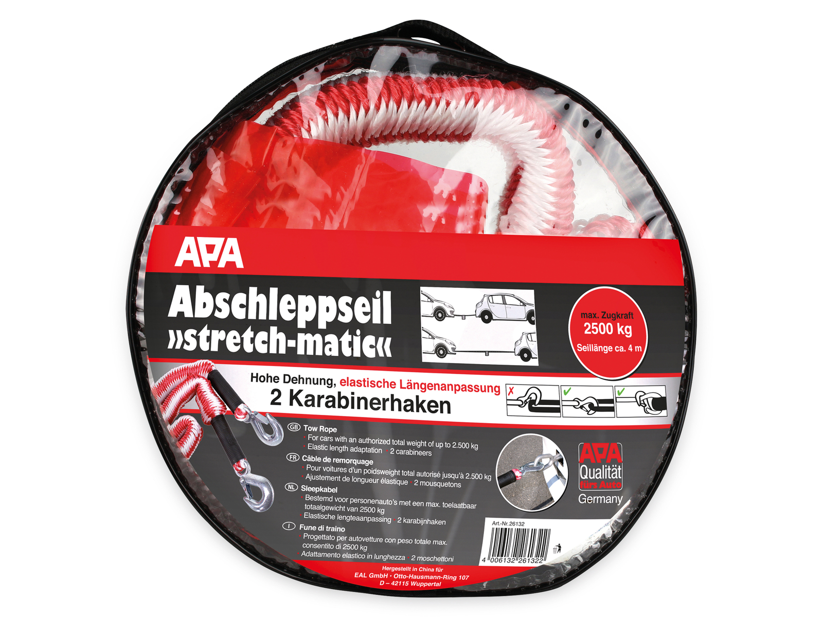 APA Abschleppseil 26132, Stretch-matic, max. 2500 kg, 4 m online kaufen