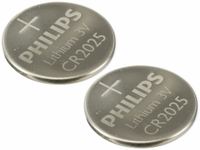 Vorschau: Philips Knopfzelle, CR2025, Lithium, 3 V, 2 St.