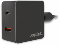 Vorschau: LOGILINK USB-Lader PA0220, 2-fach, 18 W, 1x USB-C PD, 1x USB-A QC, schwarz