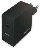 Vorschau: LOGILINK USB-Lader PA0213, 2-fach, 65 W, 1xUSB-A, 1xUSB-C, schwarz