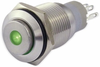 Vorschau: Metalltaster 16 mm mit LED Punktbel. grün, 1 x UM, 250 V~, 3 A