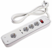 Vorschau: Masterplug Steckdosenleiste 4-fach,2x USB, Schalter, weiß
