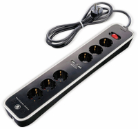 Vorschau: Masterplug Steckdosenleiste 6-fach,2x USB, Schalter, schwarz