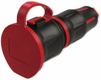 Vorschau: PCE Schutzkontaktkupplung TopTaurus2, mit Deckel, schwarz/rot, mit LED