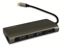 Vorschau: LC Power USB-Hub LC-HUB-C-MULTI-3, USB 3.0 Typ-C, 3-port, HDMI, RJ45, CR