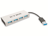 Vorschau: ICY BOX USB-Hub IB-AC6104, USB 3.0, 4-port, Alu/Kunststoff