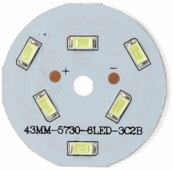 LED Modul mit 6 weißen LED, Ø 43 mm auf Aluträger, 3 W