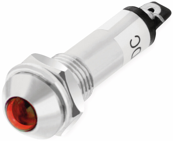 LED-Kontrollleuchte, Signalleuchte 12 V, Rot, Ø8 mm, Zink, Tiefe 33 mm