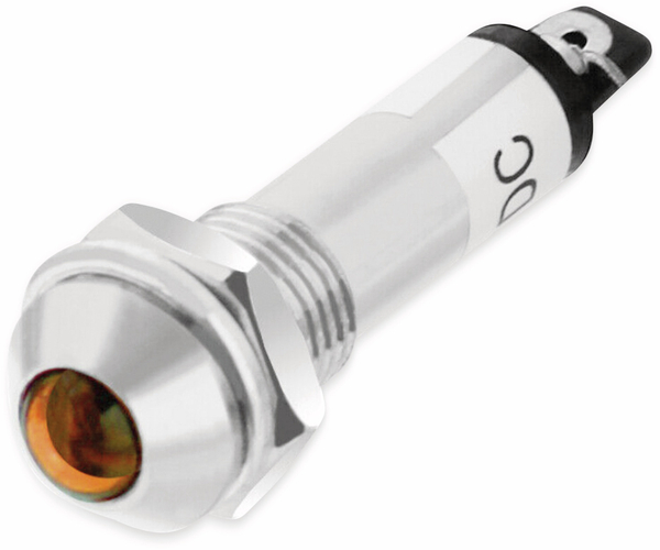 LED-Kontrollleuchte, Signalleuchte 12 V, Gelb/Orange, Ø8 mm, Zink, Tiefe 33 mm