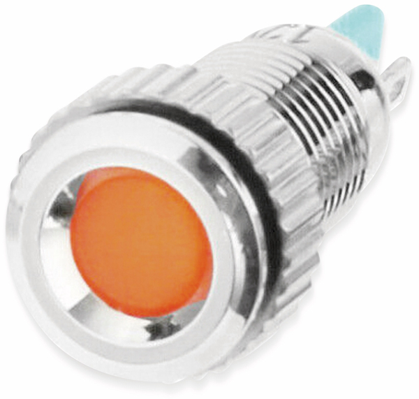 LED-Kontrollleuchte, Signalleuchte 12 V, Orange, Ø8 mm, Messing, Tiefe 23 mm