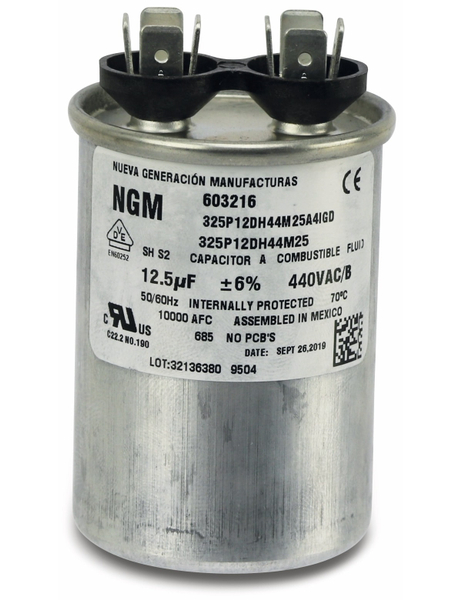 Motorbetriebskondensator NGM, 12,5 µF/440 V~