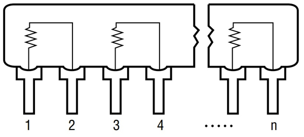 Widerstands-Netzwerk, 8P/4R, SIP, 100 kΩ , 2% - Produktbild 3