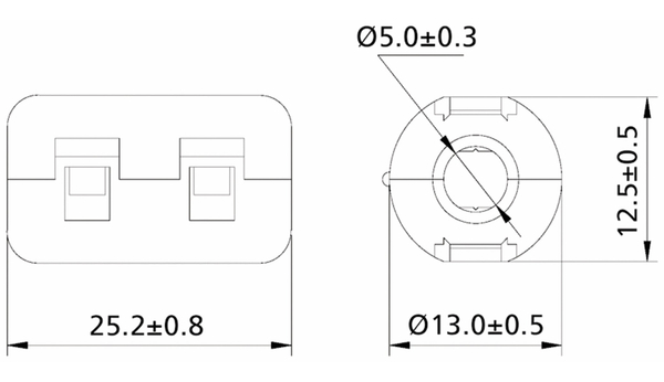 Klappferrit, Entstörfilter RF75 120 Ω für Kabeldurchmesser 5,0 mm (Max.) - Produktbild 2