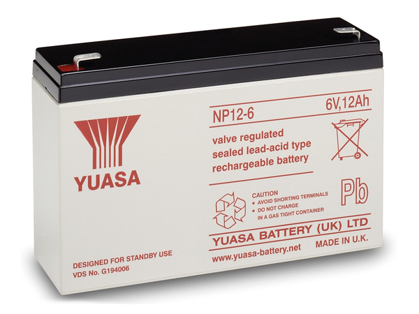 YUASA Blei-Akkumulator NP12-6, 6 V-/12 Ah