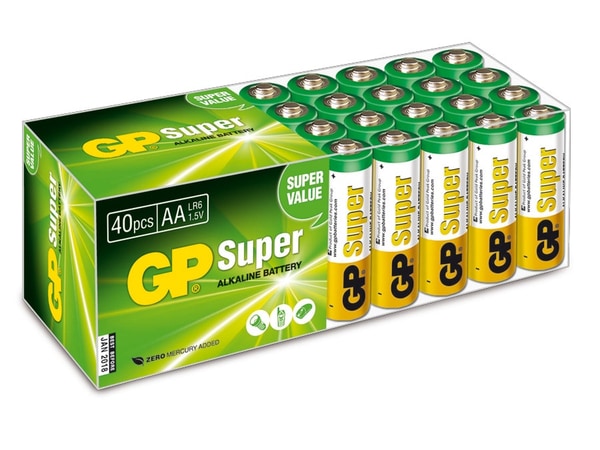 GP Mignon-Batterie-Set SUPER Alkaline, 40 Stück