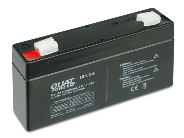 QUATPOWER Blei-Akkumulator LB1.2-6, 6 V-/1,2 Ah - Produktbild 3
