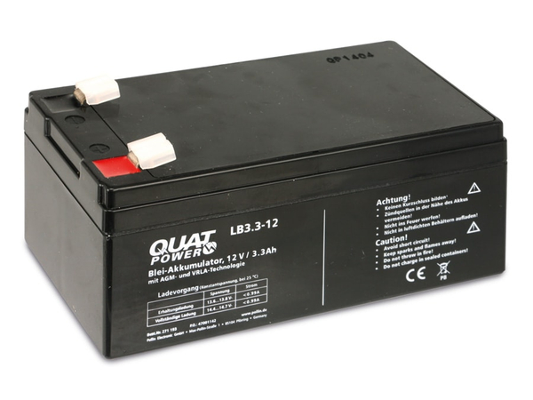 QUATPOWER Blei-Akkumulator LB3.3-12, 12 V-/3,3 Ah - Produktbild 3