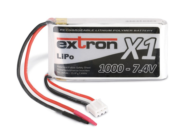 EXTRON Modellbau-Akkupack X1, LiPo, 7,4 V-/1000 mAh