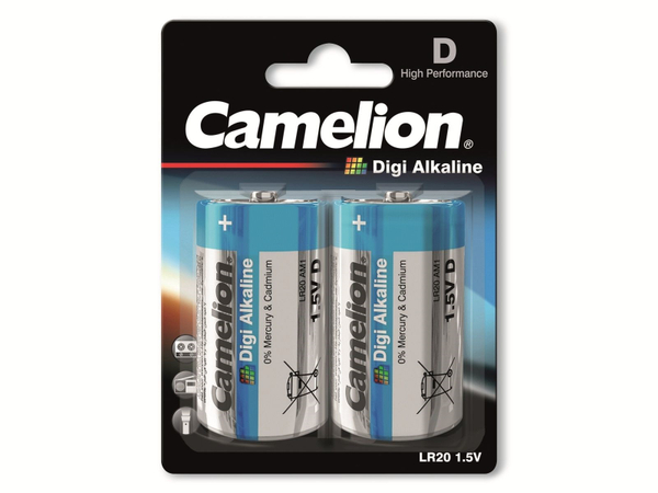 CAMELION Mono-Batterie, Digi-Alkaline, LR20, 2 Stück