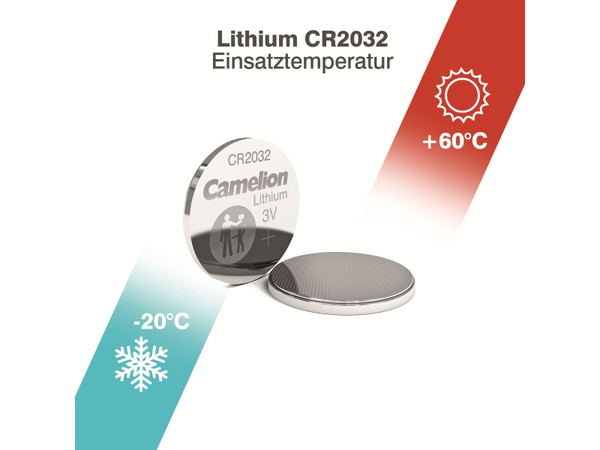 CAMELION Knopfzelle, CR2032, Lithium, 3 V, 220mAh, 5 St. - Produktbild 3
