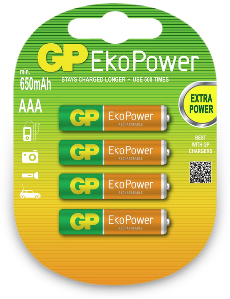 GP Micro-Akku EkoPower, NiMH, 650 mAh, 4 Stück - Produktbild 2