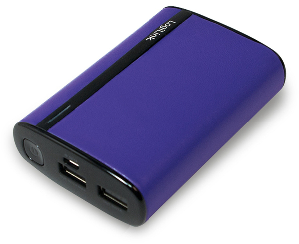 LogiLink USB Powerbank 7800 mA, 2x USB-Port, violett Lederoptik