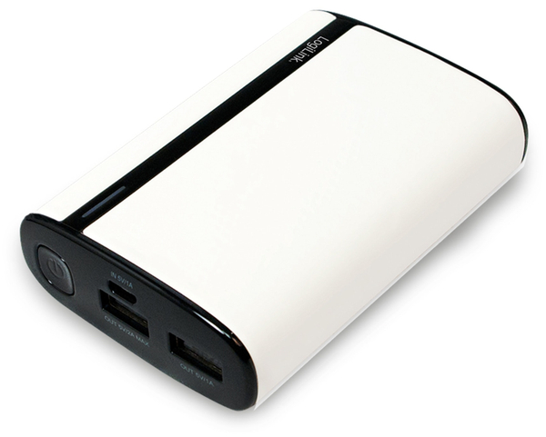 LogiLink USB Powerbank 7800 mA, 2x USB-Port, weiß Lederoptik