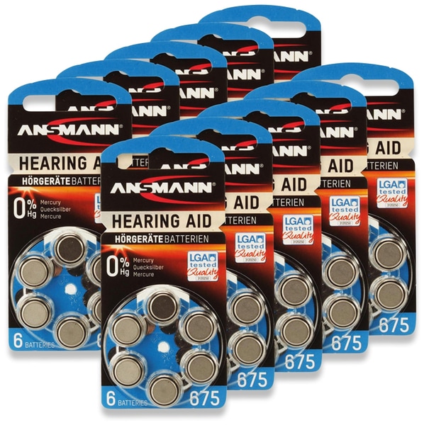 ANSMANN Hörgeräte-Batterie, HEARING AID, PR44, Größe 675, 60 Stück