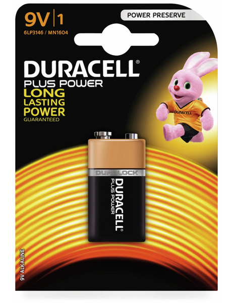Duracell 9V-Blockbatterie PLUS POWER, 1 Stück