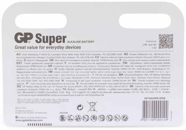 GP Mignon-Batterie-Set SUPER Alkaline, 8 Stück - Produktbild 6