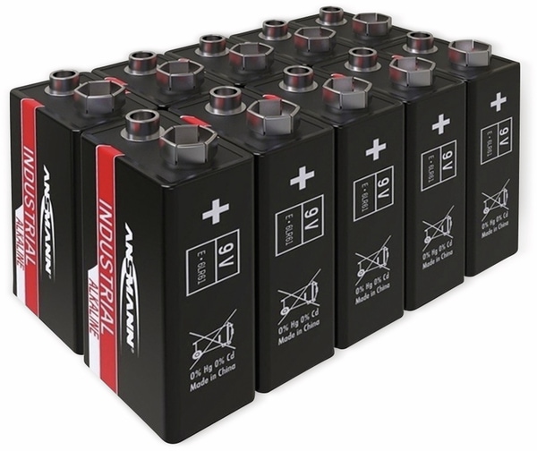 ANSMANN 9V-Blockbatterie, INDUSTRIAL, Alkaline, 10 Stück