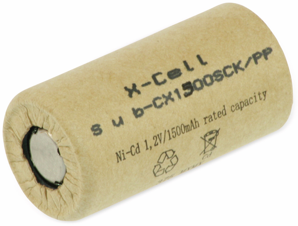 XCELL Sub-C-Zelle, Ni-Cd, Pappmantel, 1,2V/1500mAh, 43x23mm