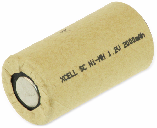 XCELL NiMH-Sub-C-Zelle-Akku Pappmantel, 1,2V-/2000mAh, 43x22,5 mm