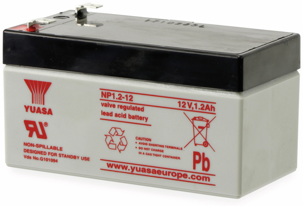 Yuasa Blei-Akkumulator NP1.2-12, 12 V-/1,2 Ah - Produktbild 2