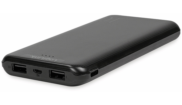 LogiLink USB Powerbank PA0206, 10000 mAh, LiPo, schwarz, 2x USB Ausgang