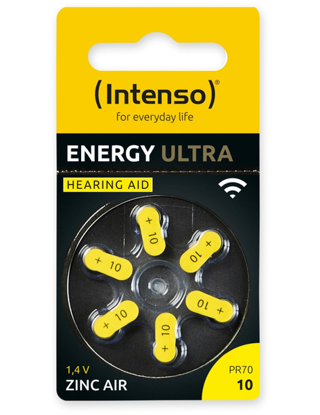 INTENSO Hörgeräte-Batterie Engery Ultra A 10, 6 Stück, gelb
