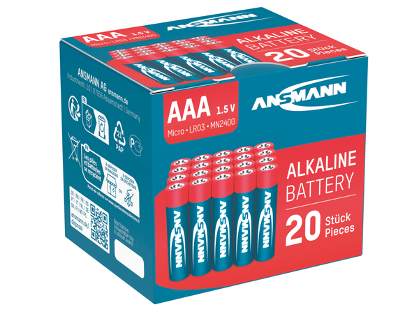 ANSMANN Micro-Batterie-Set, Alkaline, 20 Stück in einer Box, 1,5 V- - Produktbild 3
