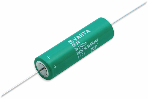 VARTA Lithium-Batterie CR AA-CD, mit Axialdraht, 3 V-, 2000 mAh