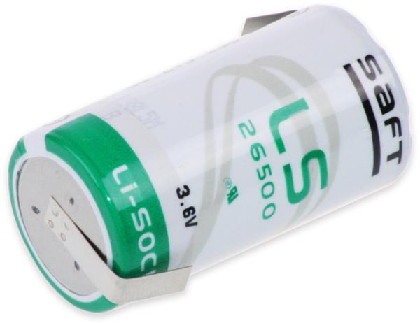 SAFT Lithium-Batterie LS 26500, C (Baby), mit Z-Lötfahne, 3,6 V-, 7700 mAh