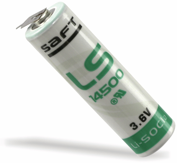 SAFT Lithium-Batterie LS 14500-2PF, AA, 1/1 Print +/-, 3,6 V-, 2600 mAh