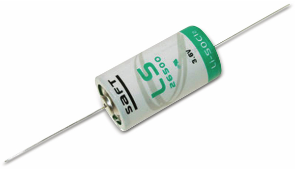 SAFT Lithium-Batterie LS 26500, C (Baby), mit Axialdraht, 3,6 V-, 7700 mAh