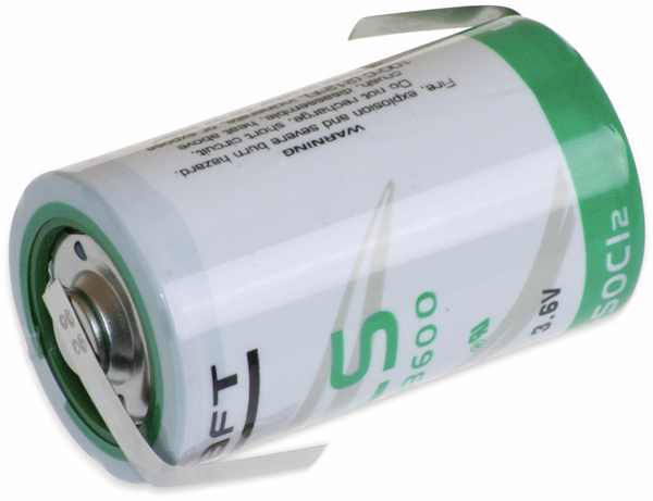 SAFT Lithium-Batterie LS 33600-CNR, D, mit Z-Lötfahne, 3,6 V-, 17000 mAh