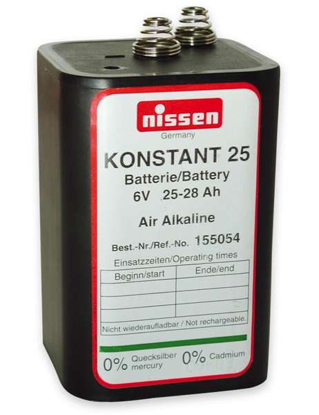 NISSEN Blockbatterie Konstand 25, 4R25, Zn/Luft, 6 V-, 28 Ah