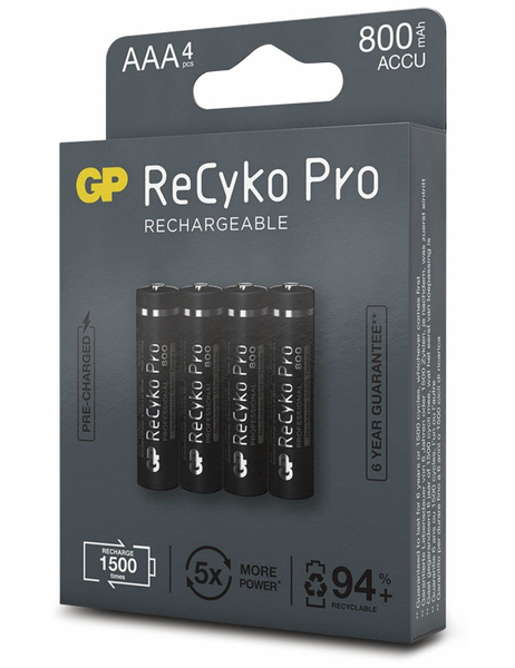 GP NiMH-Micro-Akku ReCyko+ Pro, 800 mAh, 4 Stück - Produktbild 6