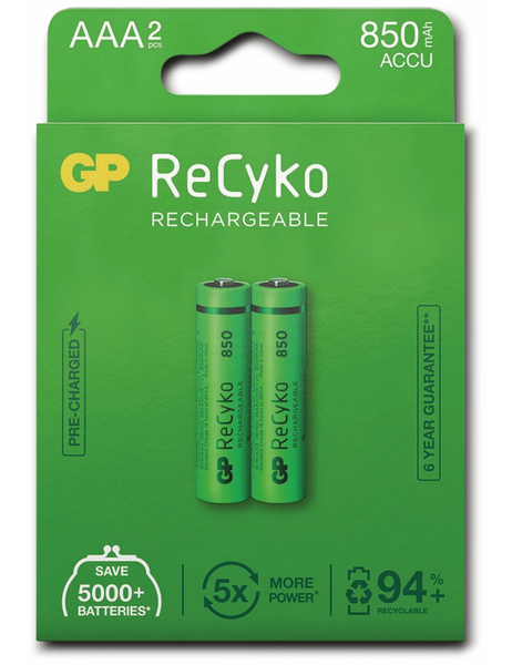 GP NiMH-Micro-Akku ReCyko+, 850 mAh, 2 Stück - Produktbild 5