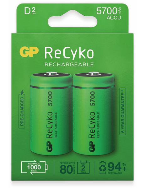 GP NiMH-Mono-Akku ReCyko+, 5700 mAh, 2 Stück - Produktbild 3