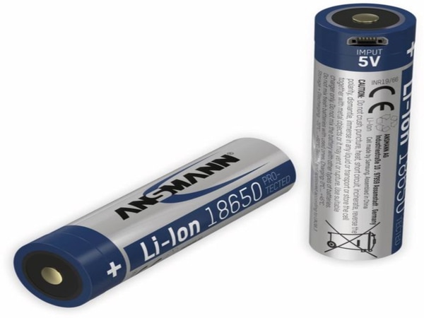 ANSMANN LiIon-Akku 1307-0003, 18650, 3,6 V-, 3400 mAh, Micro-USB Buchse - Produktbild 2