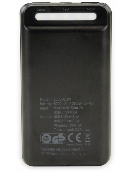 Ansmann USB Powerbank Wireless 8.0, 8.000 mAh - Produktbild 3