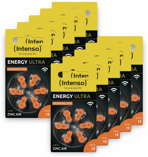 INTENSO Hörgeräte-Batterien-Set Energy Ultra A 13, 60er-Set, orange
